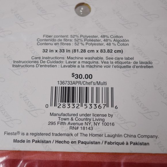 Fiesta Ware Half Apron Unisex One Size Adjustable Waist Ties Rainbow Stripes New - Picture 11 of 11